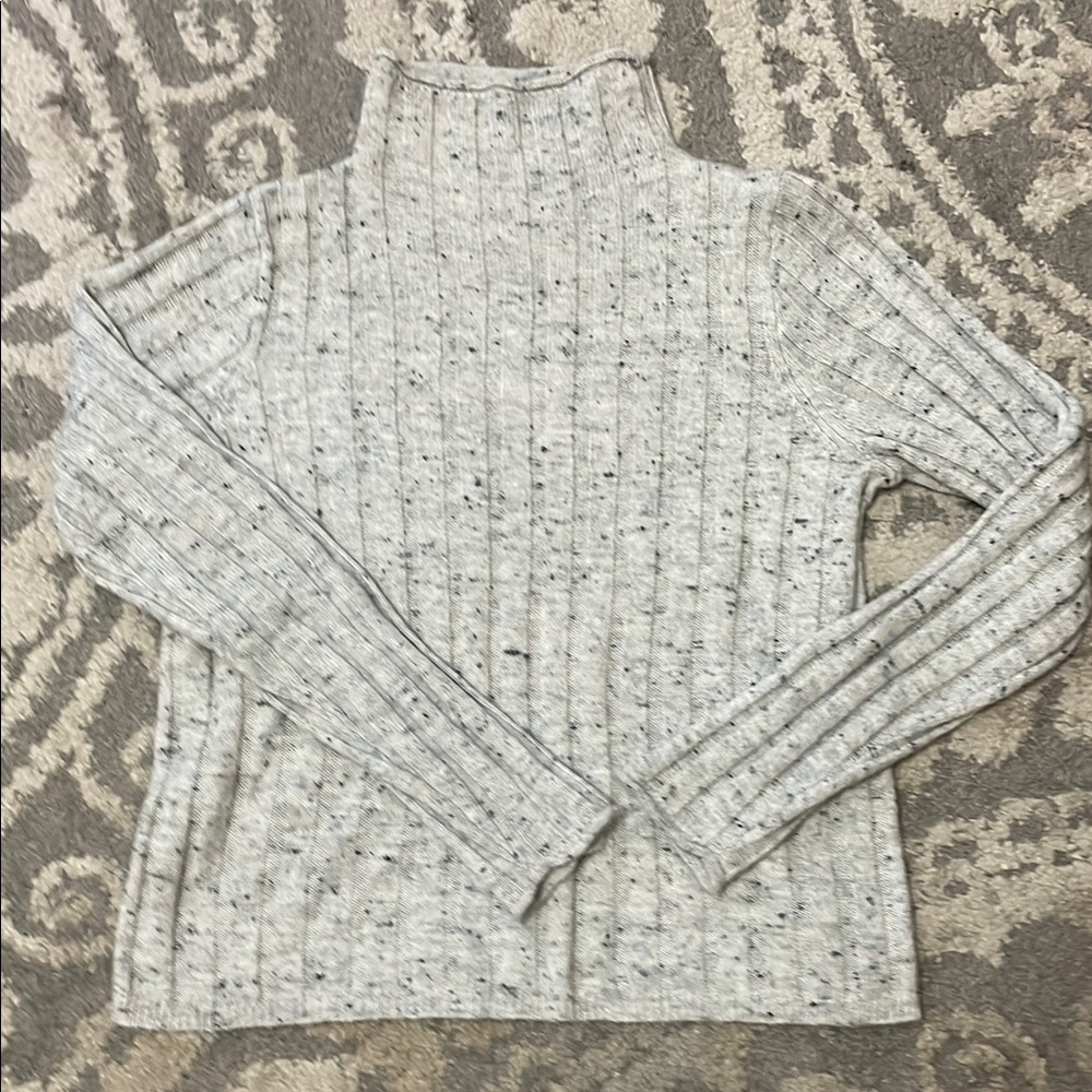 Madewell Gray Cowl Neck Sweater with Ribbed Texture